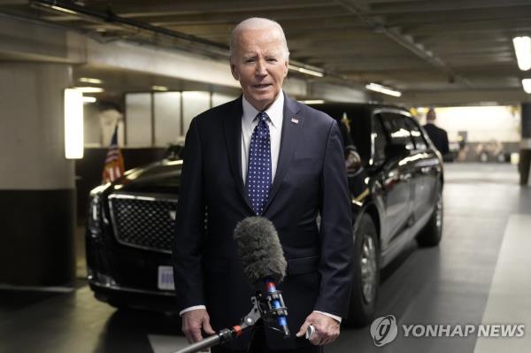 This photo, released by the Associated Press, shows President Joe Biden speaking a<em></em>bout his meeting with Alexei Navalny's widow, Yulia Navalnaya, and daughter, Dasha, in San Francisco on Feb. 22, 2024. (Yonhap)