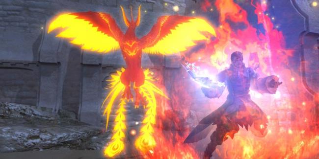 A Summo<em></em>ner calling in a Phoenix in Final Fantasy 14