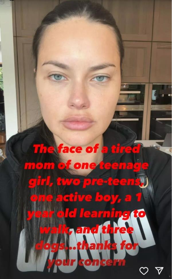 Adriana Lima's post to critics recently commenting a<em></em>bout her appearance.