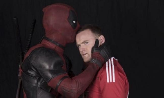 Wayne Roo<em></em>ney with Deadpool in the promo.