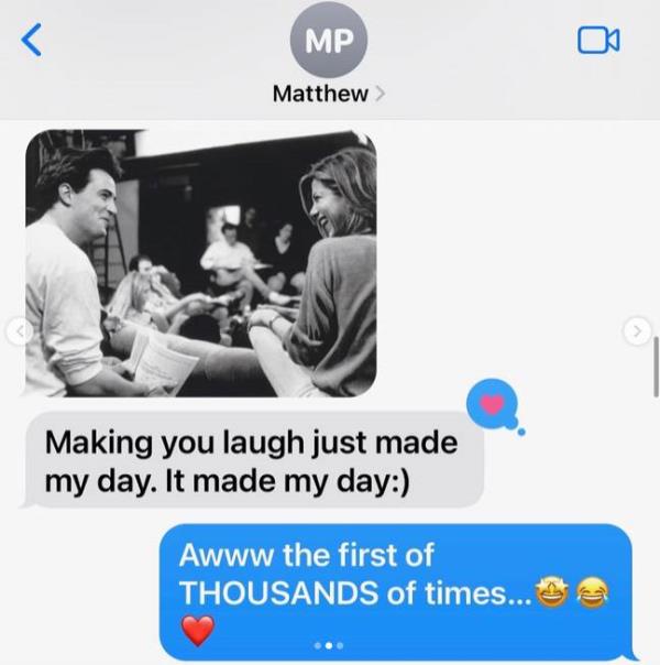 Aniston shared a text message co<em></em>nversation she and Perry had. Credit: Instagram/ @jenniferaniston