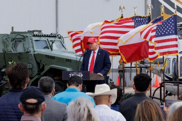 Former President Do<em></em>nald Trump gives remarks at the South Texas Internatio<em></em>nal airport on November 19, 2023 in Edinburg, Texas. Trump took the stage shortly after Texas Gov. Greg Abbott officially endorsed him for his 2024 presidential campaign.