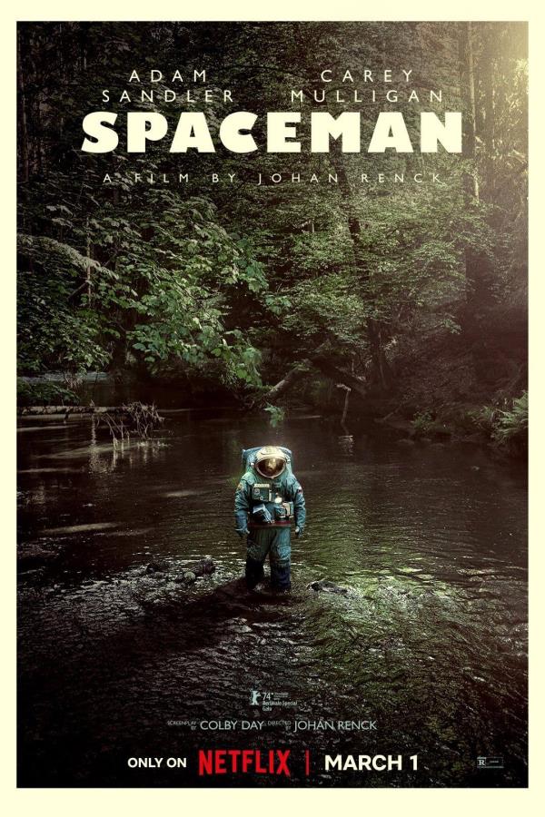 Spaceman Poster Showing Adam Sandler Walking Through a Forest in an Astro<em></em>naut Suit