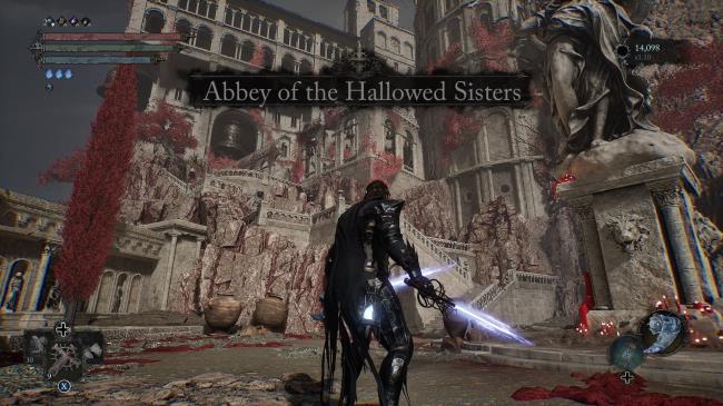 A location prom<em></em>pt indicating that the player has reached The Abbey Of The Hallowed Sisters Lords of the Fallen